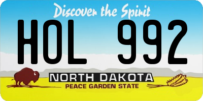 ND license plate HOL992