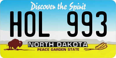 ND license plate HOL993