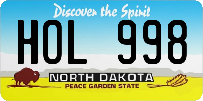 ND license plate HOL998