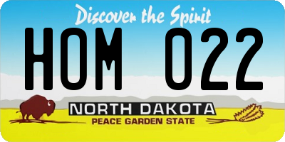 ND license plate HOM022