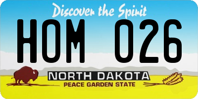ND license plate HOM026