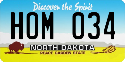 ND license plate HOM034
