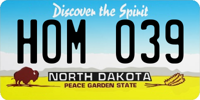 ND license plate HOM039