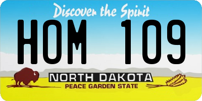 ND license plate HOM109