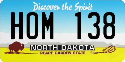 ND license plate HOM138