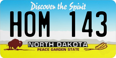 ND license plate HOM143