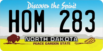 ND license plate HOM283