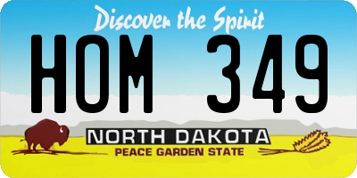 ND license plate HOM349