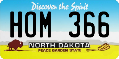 ND license plate HOM366