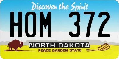 ND license plate HOM372