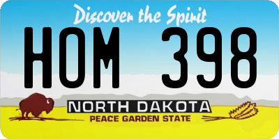ND license plate HOM398