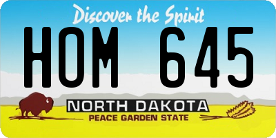 ND license plate HOM645