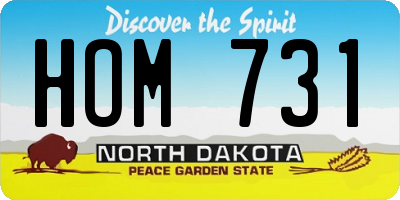 ND license plate HOM731