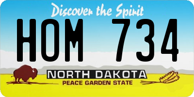 ND license plate HOM734