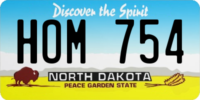 ND license plate HOM754
