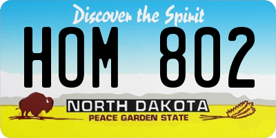 ND license plate HOM802