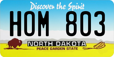 ND license plate HOM803