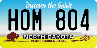 ND license plate HOM804
