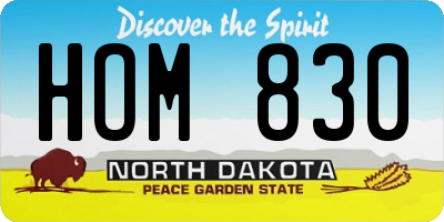 ND license plate HOM830