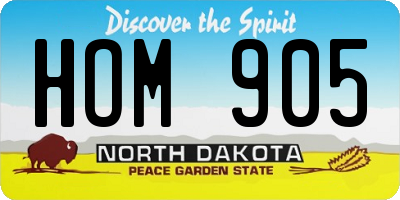 ND license plate HOM905