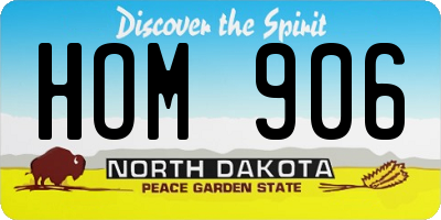 ND license plate HOM906