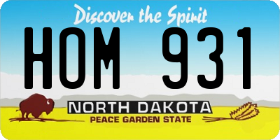 ND license plate HOM931