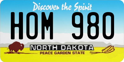 ND license plate HOM980