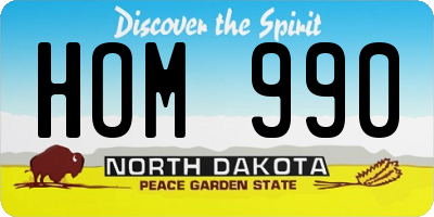 ND license plate HOM990