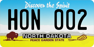 ND license plate HON002