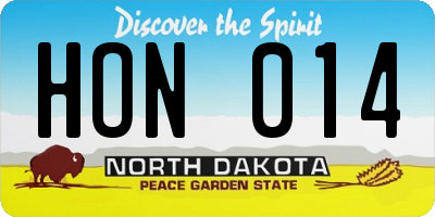 ND license plate HON014