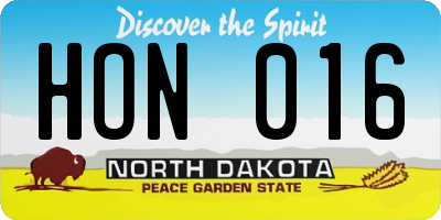 ND license plate HON016