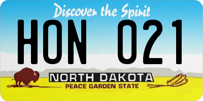 ND license plate HON021