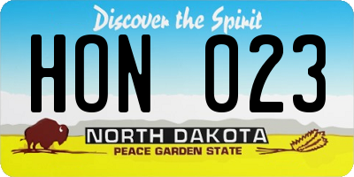 ND license plate HON023