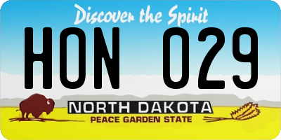 ND license plate HON029