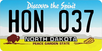 ND license plate HON037