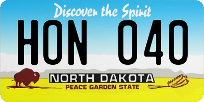 ND license plate HON040