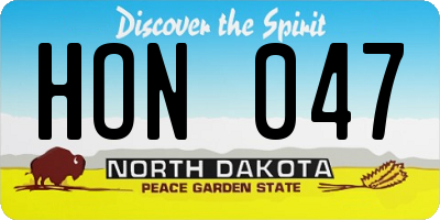 ND license plate HON047