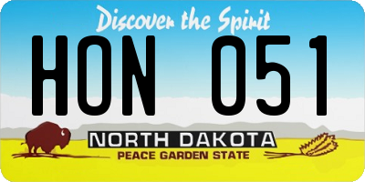 ND license plate HON051