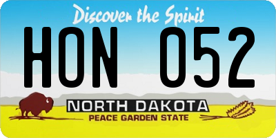 ND license plate HON052