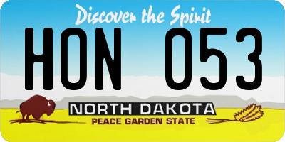 ND license plate HON053