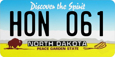 ND license plate HON061