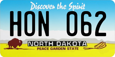 ND license plate HON062