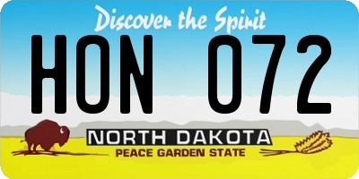 ND license plate HON072