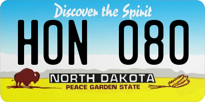 ND license plate HON080