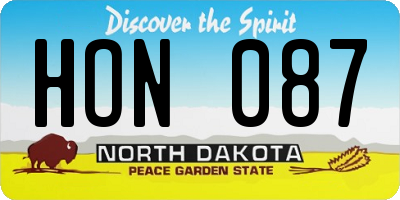 ND license plate HON087