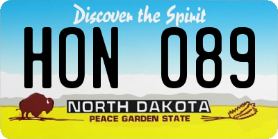 ND license plate HON089