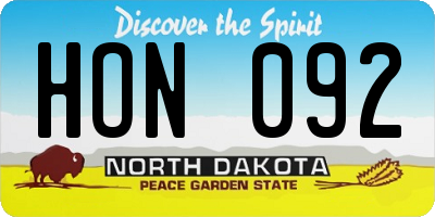 ND license plate HON092