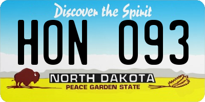 ND license plate HON093