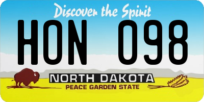 ND license plate HON098