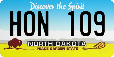 ND license plate HON109